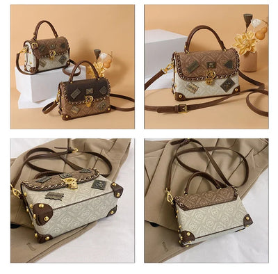 zelda™ – retro skuldertaske med monogram og gulddetaljer